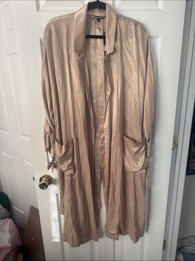 Topshop Shimmery Champagne Long Duster Coat